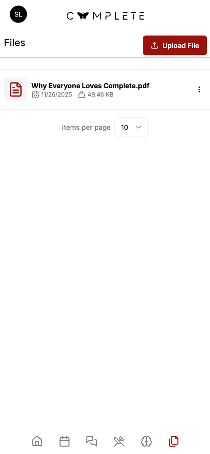 File Storage feature interface showing document management and organization